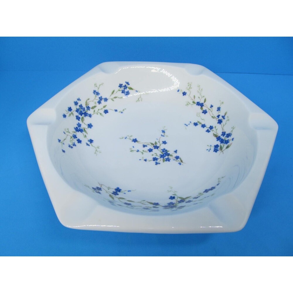 Limoges France Vintage 6 Sided Hand Painted Porcelain Ashtray or Trinket Dish